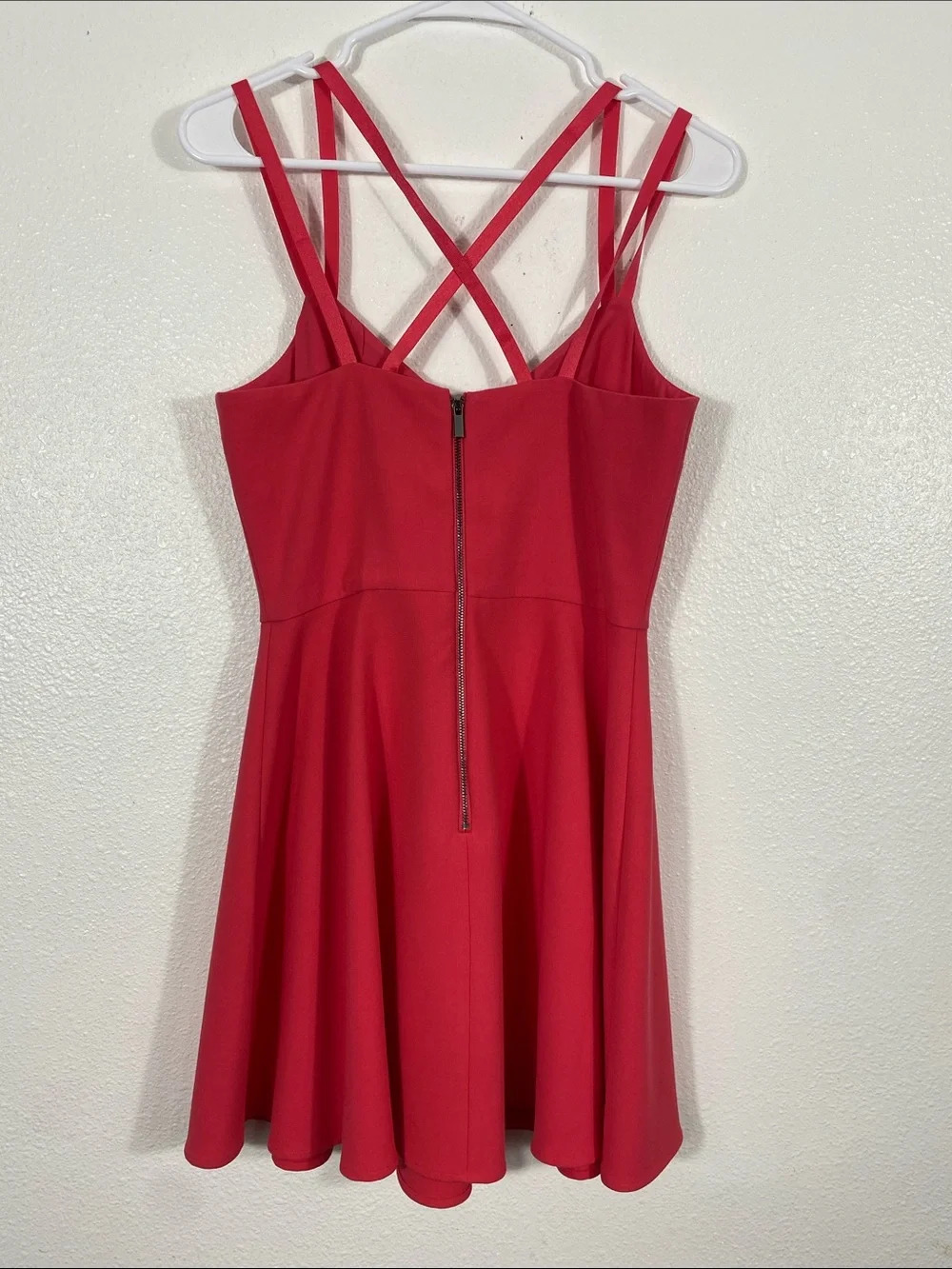 French Connection Hot Pink Double-Strap Fit-and-Flare Mini Dress Size 6 - Picture 7 of 15